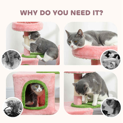 Tour à Chat 71 cm avec Lit Douillet — Rose