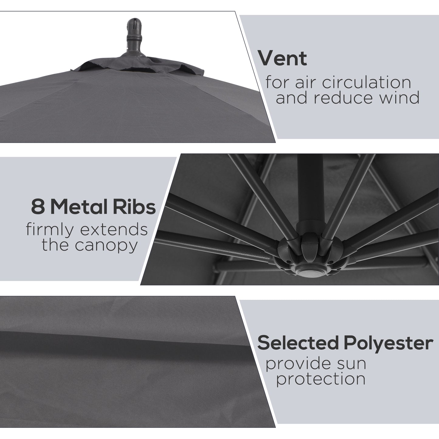 Parasol déporté patio 10 pieds cantilever avec base croisée