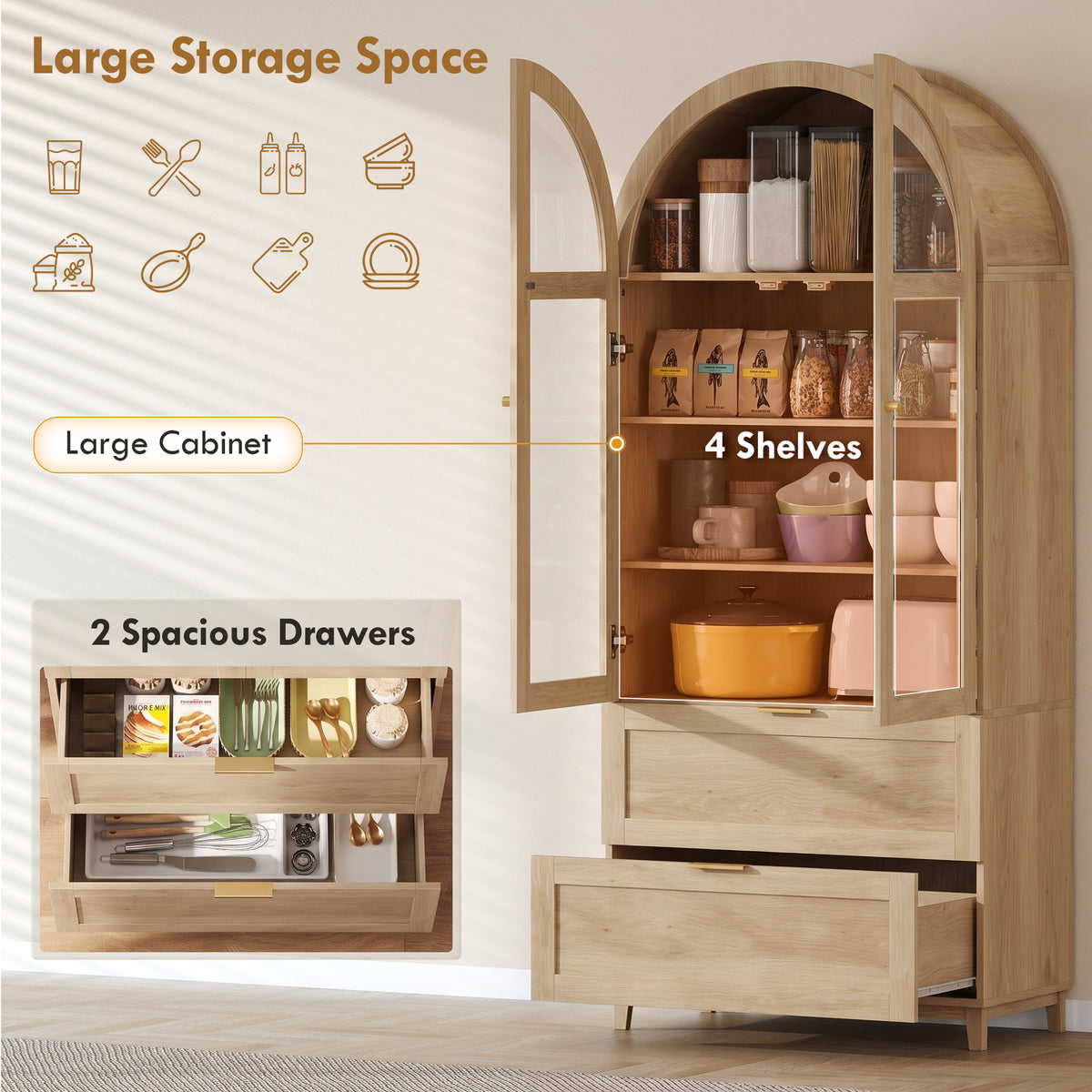 Armoire de cuisine arquée style maison de campagne 180 cm