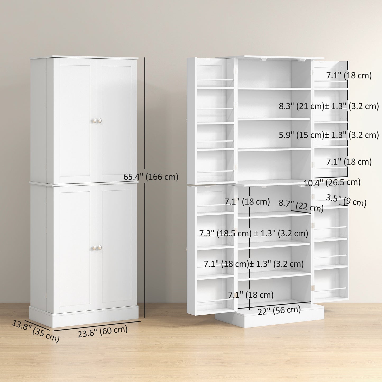 Armoire de cuisine 8 tablettes 4 portes