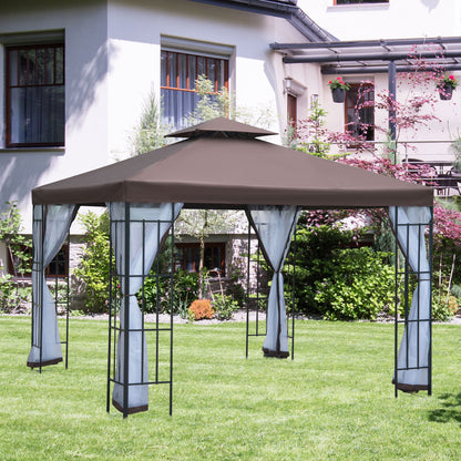 Gazebo de jardin double toit avec moustiquaire 3x3 m