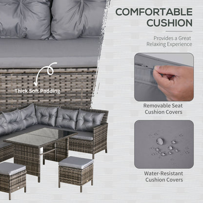 Ensemble de patio sectionnel rotin 6 pièces avec table