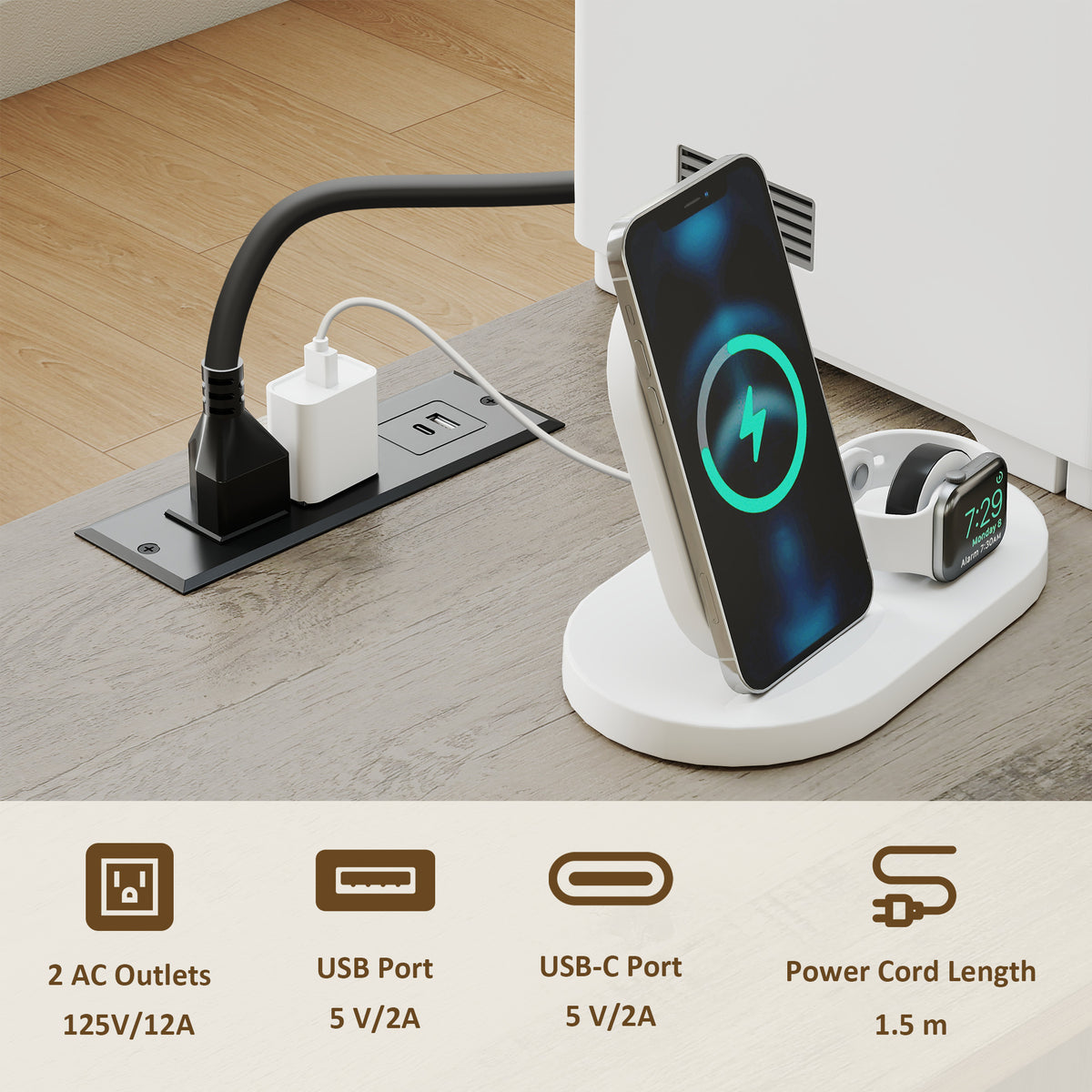 Classeur mobile verrouillable avec prises électriques