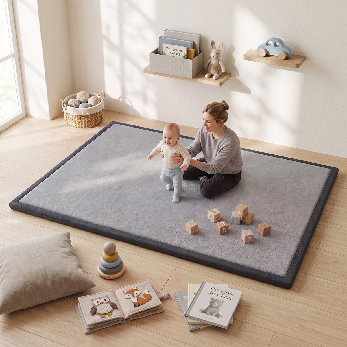 Tapis de jeu pour bébé matelassé antidérapant