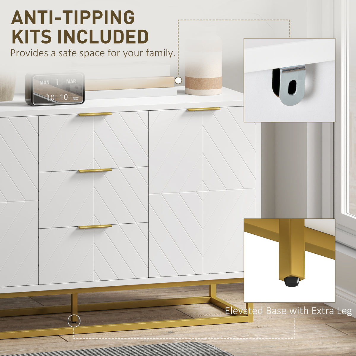 Meuble de rangement 120 cm avec portes et tiroirs