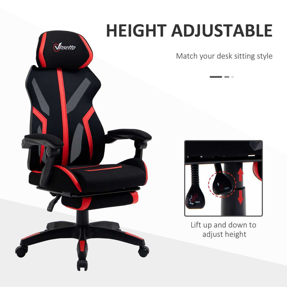 Chaise de jeux ergonomique avec repose-pieds