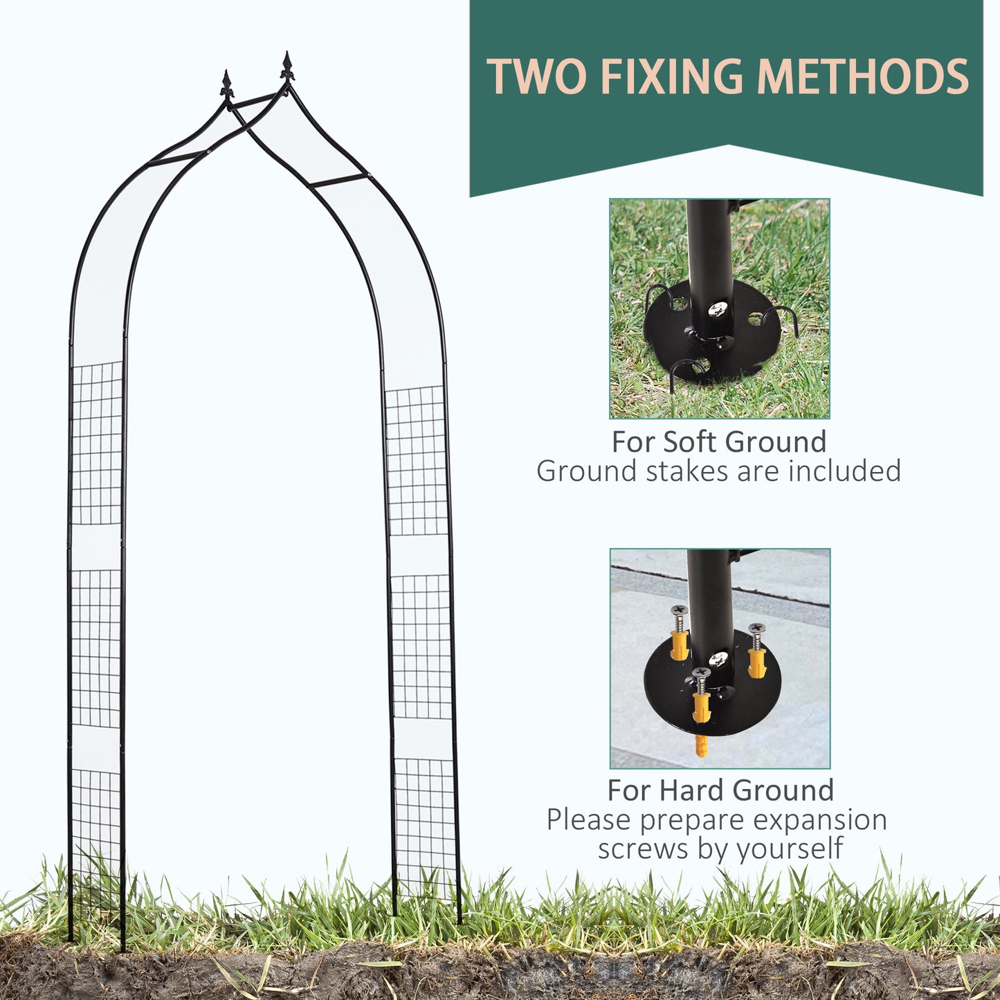 Arche de jardin décorative 244 cm acier treillis