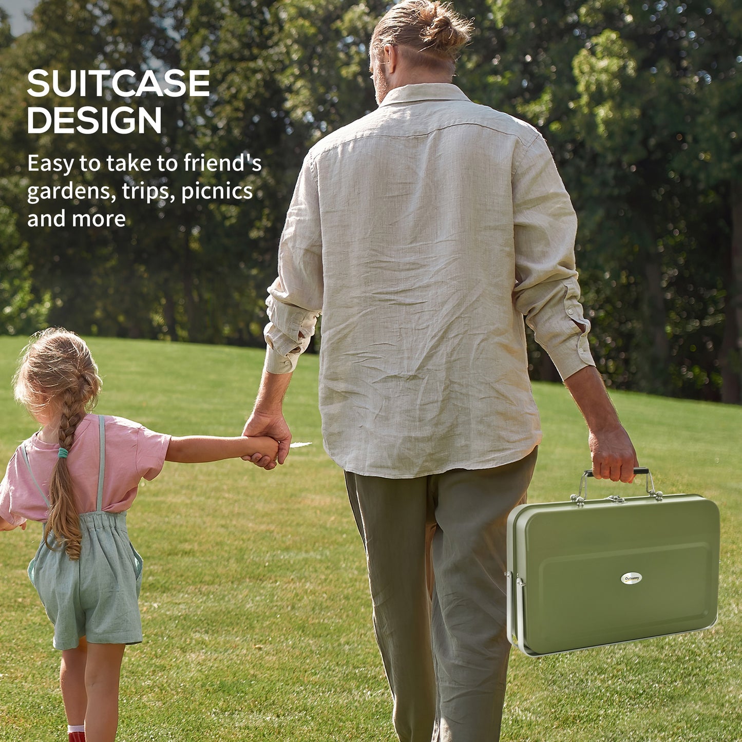 BBQ portable format valise métal charbon