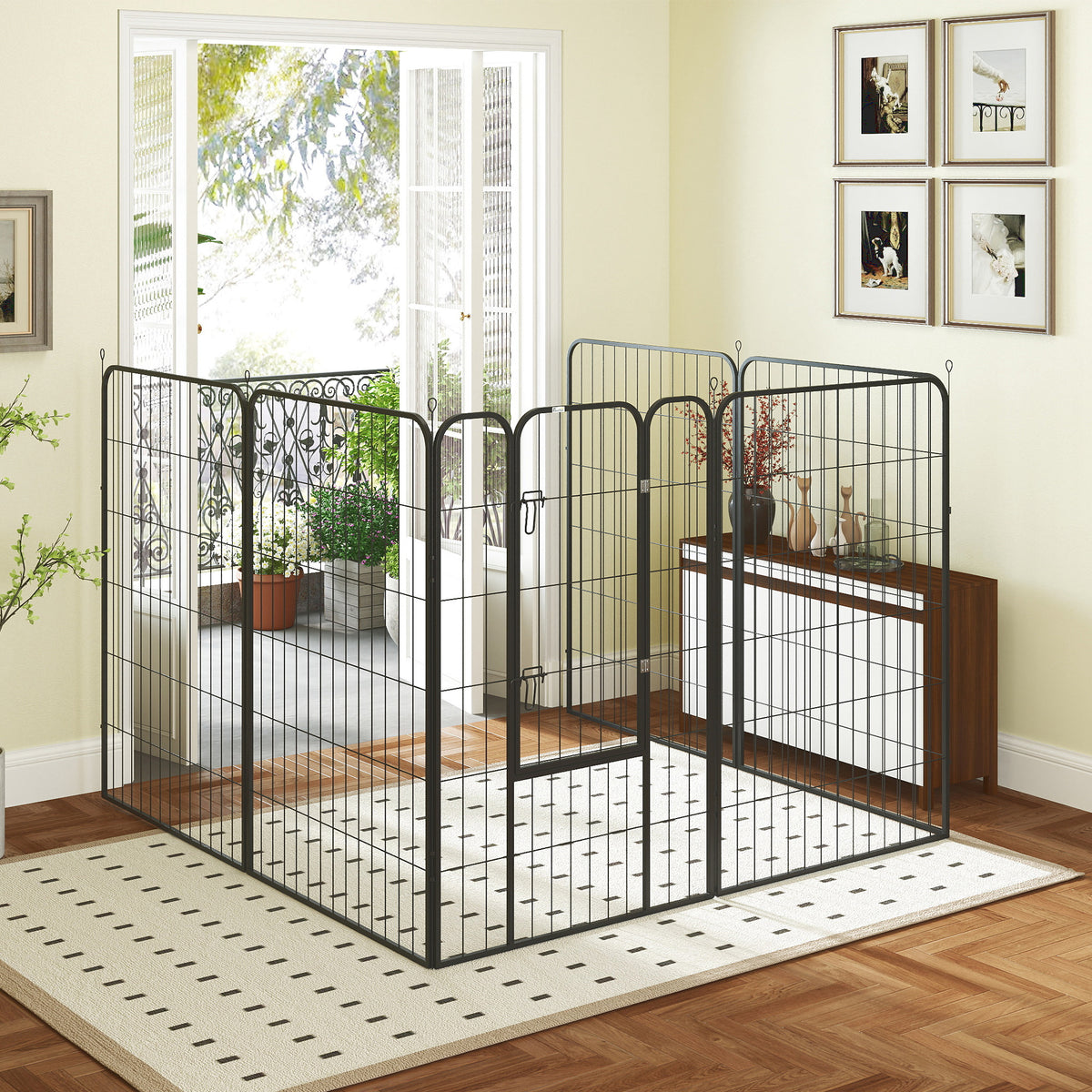 Parc pour chien 8 panneaux pliable robuste en acier