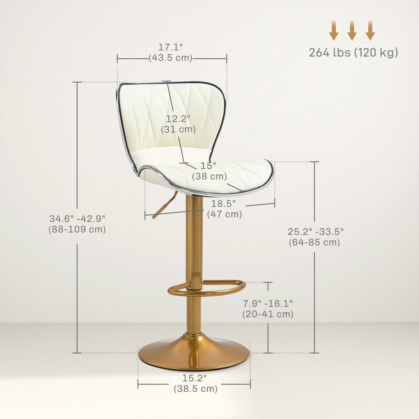 Tabourets de bar hauteur comptoir ajustables ensemble de 2
