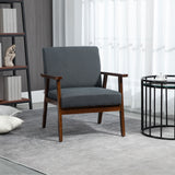 Fauteuil d'accent rembourré avec accoudoirs en bois