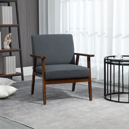 Fauteuil d'accent rembourré avec accoudoirs en bois
