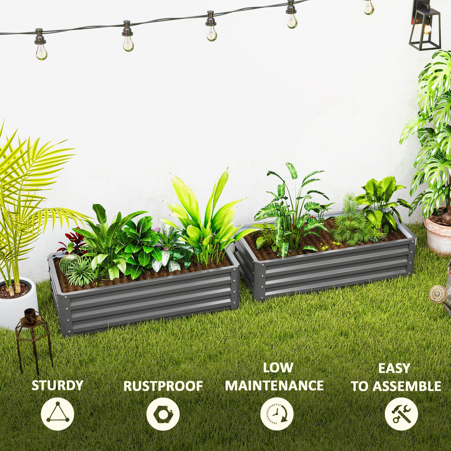 Bacs de jardinage surélevés galvanisés ensemble de 2