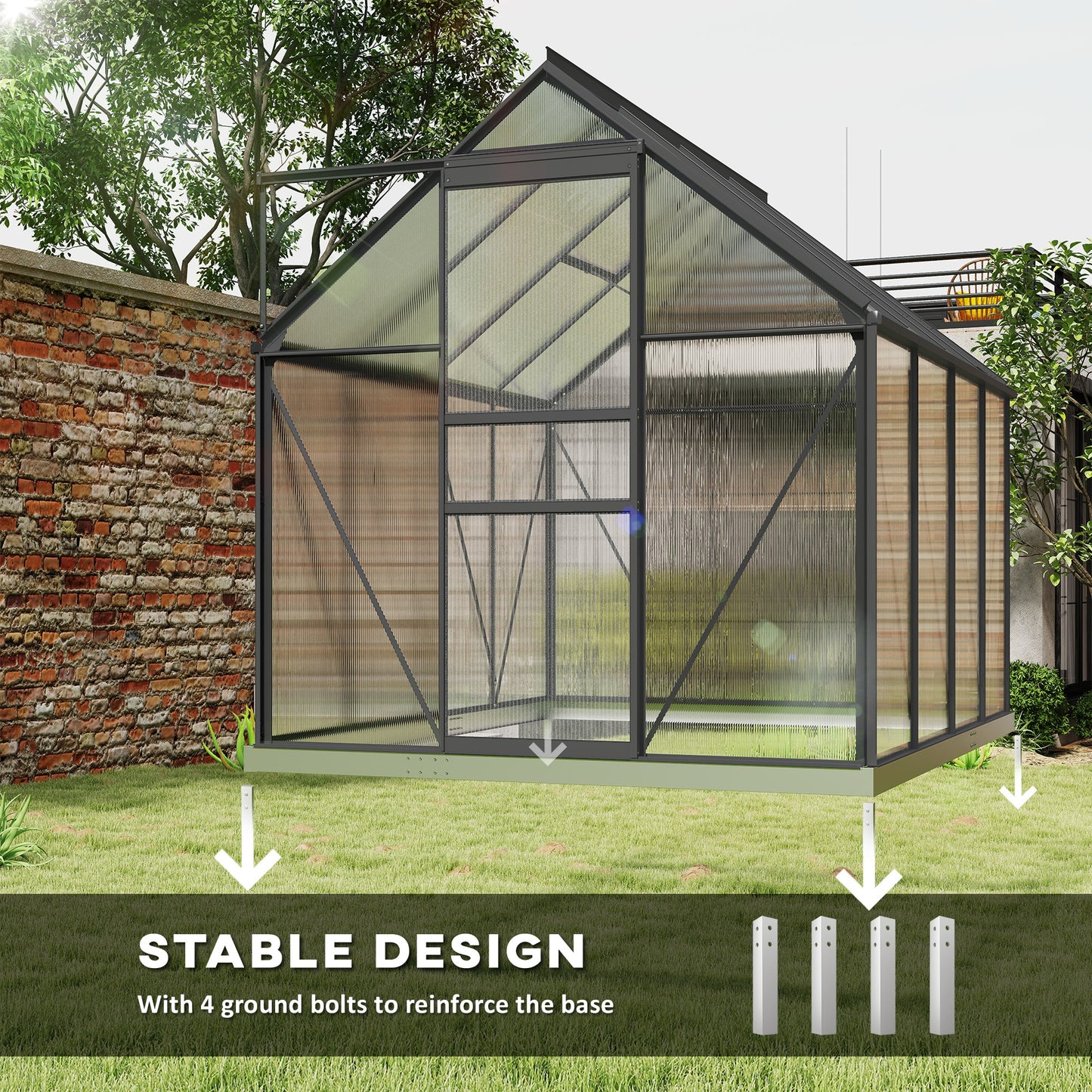 Serre de jardin polycarbonate 183 x 183 x 198 cm