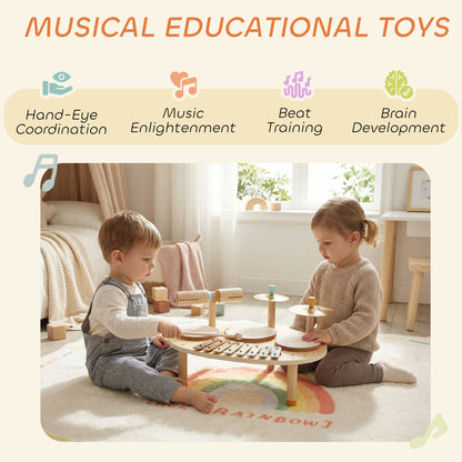 Station musicale 4-en-1 pour tout-petits en bois
