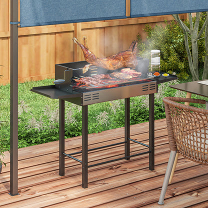 BBQ Rôtissoire Charbon 3 Niveaux Acier Inoxydable