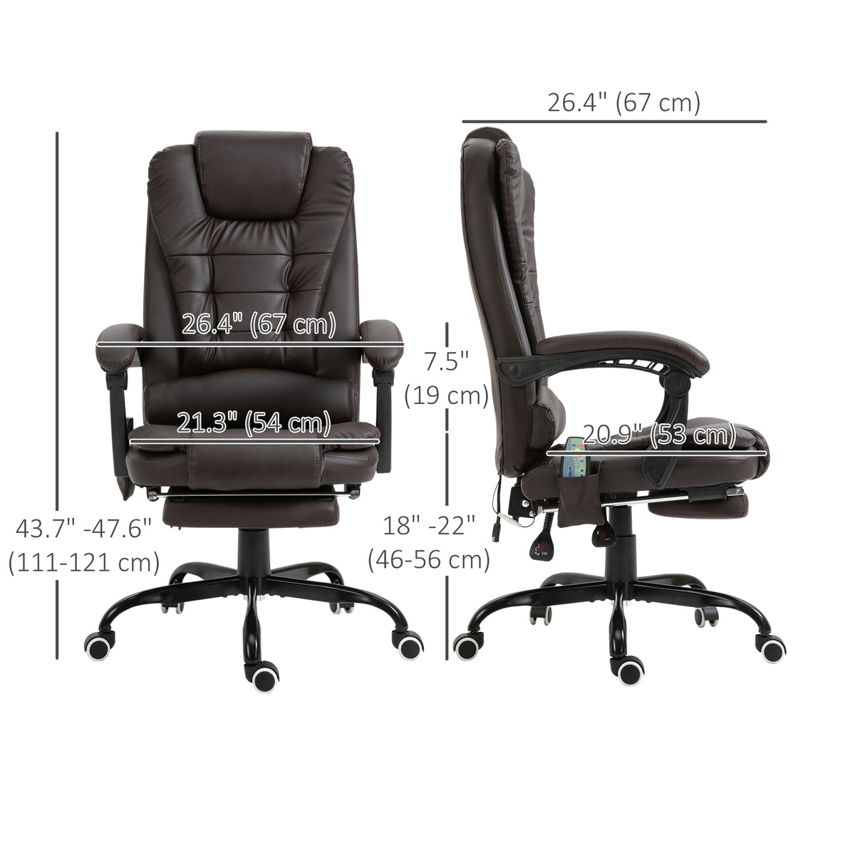 Chaise de bureau massante inclinable avec repose-pieds