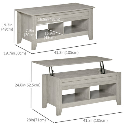 Table à café avec plateau relevable et rangement caché