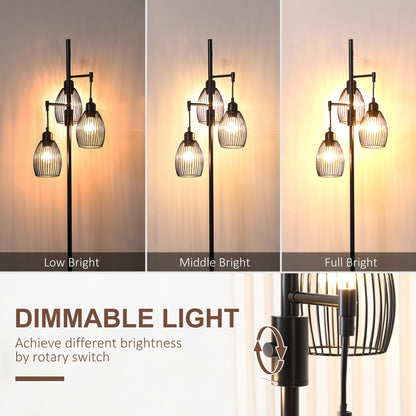 Lampadaire industriel 3 abat-jour suspendus, gradable