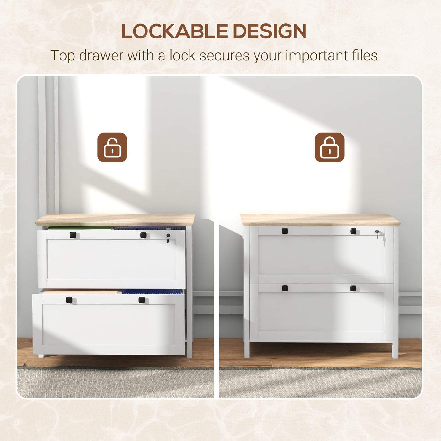 Classeur 2 tiroirs verrouillable avec barre ajustable