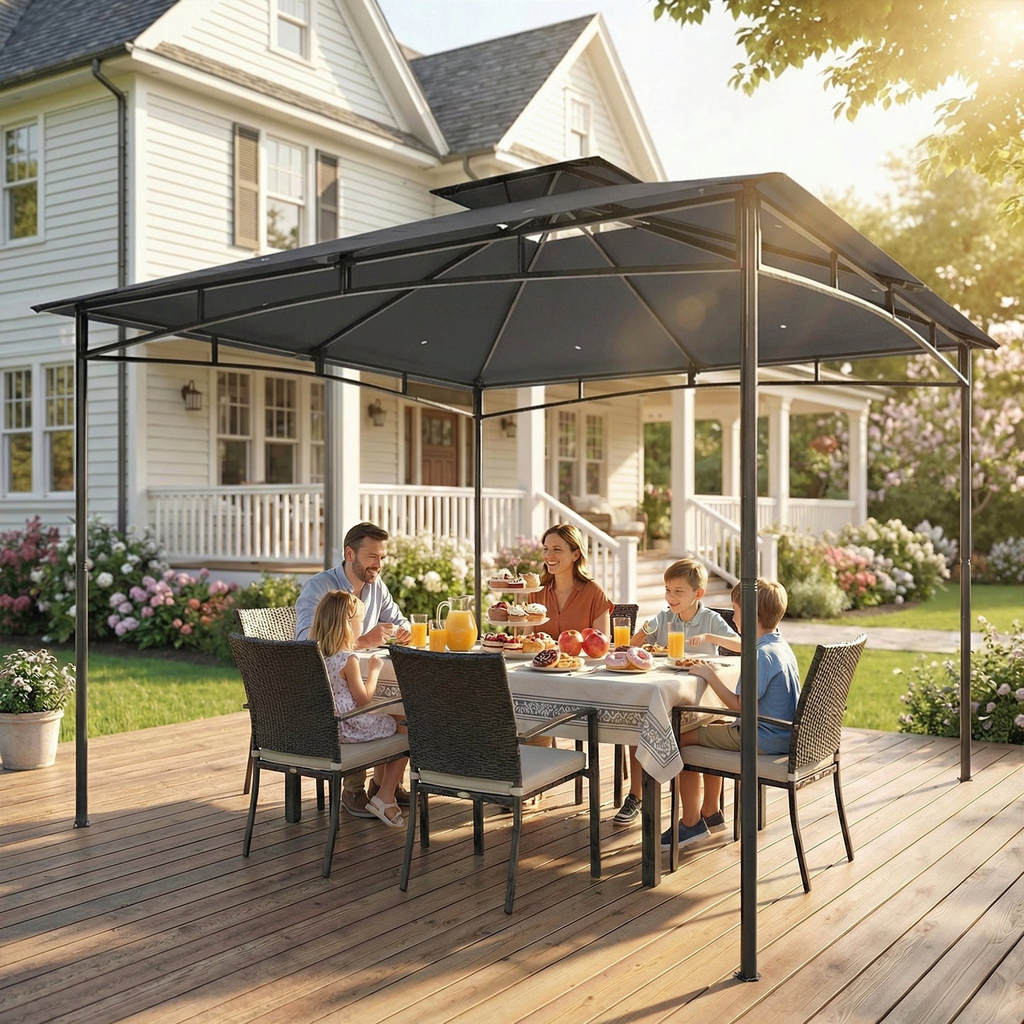 Gazebo de jardin double toit 3 m x 3 m