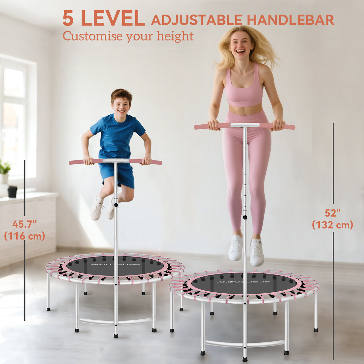 Trampoline de fitness 101 cm poignée ajustable
