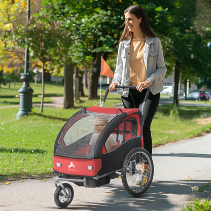Remorque vélo enfants 2-en-1 avec poussette pliable