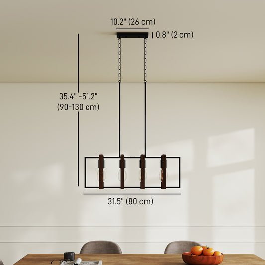 Luminaire suspendu linéaire farmhouse 4 cadres rotatifs