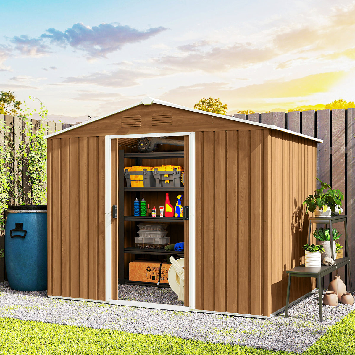 Abri de rangement extérieur 8' x 6' acier galvanisé
