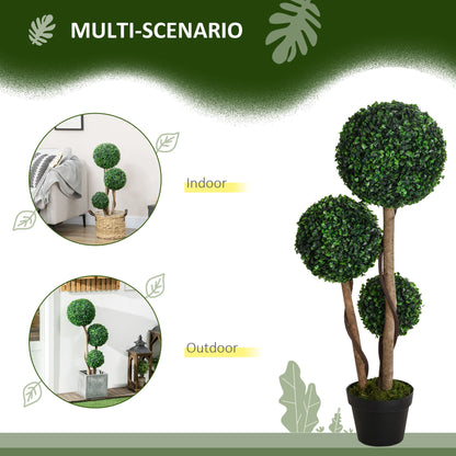 Arbre topiaire artificiel triple boule en pot