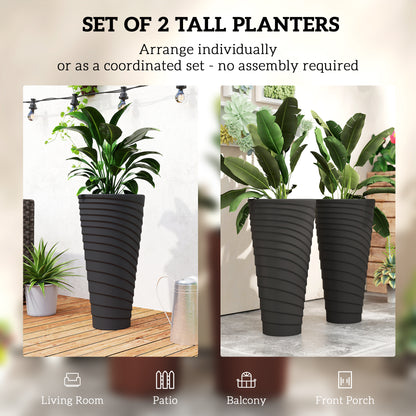 Ensemble de 2 bacs à fleurs empilables 29 po — noir