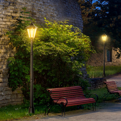 Lampadaire Solaire Outsunny 196cm Détecteur Mouvement Extérieur Noir