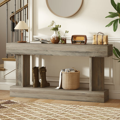 Table console vintage avec tablette inférieure 160 cm
