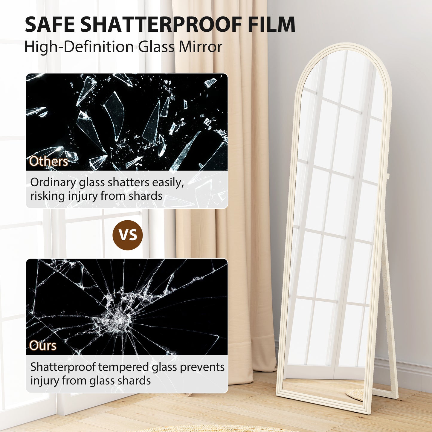 Miroir pleine longueur arqué sur pied 163 cm