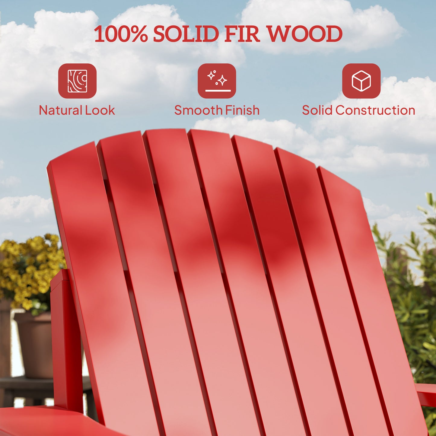 Chaise Adirondack en bois avec porte-gobelet