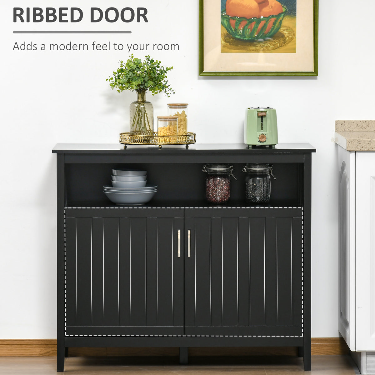 Buffet de cuisine console avec portes et tablettes réglables
