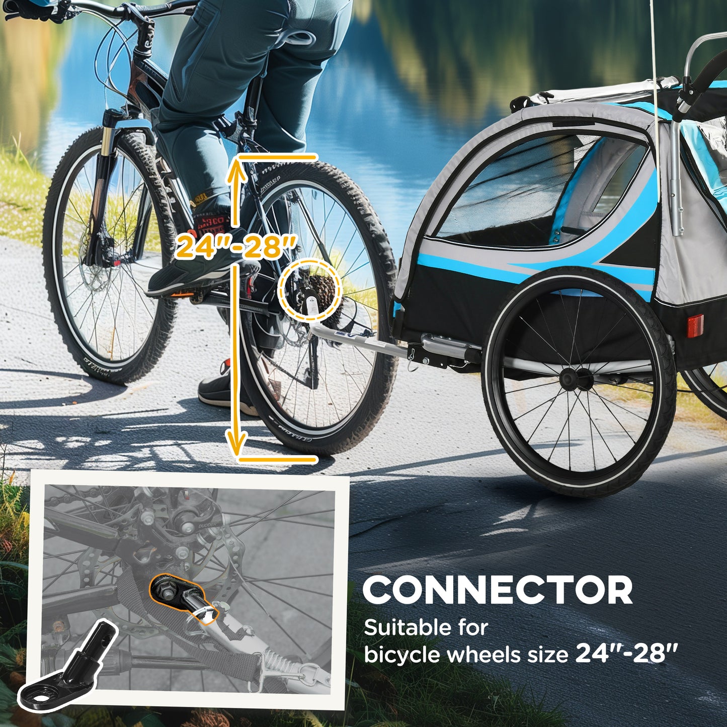 Remorque vélo enfants 3-en-1 avec 2 sièges