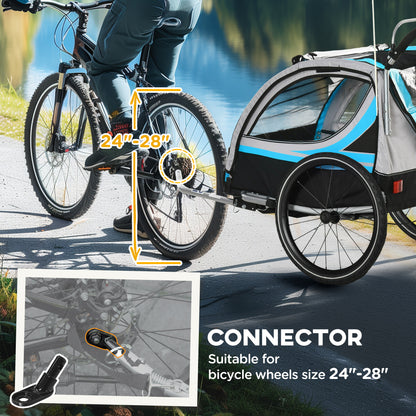 Remorque vélo enfants 3-en-1 avec 2 sièges