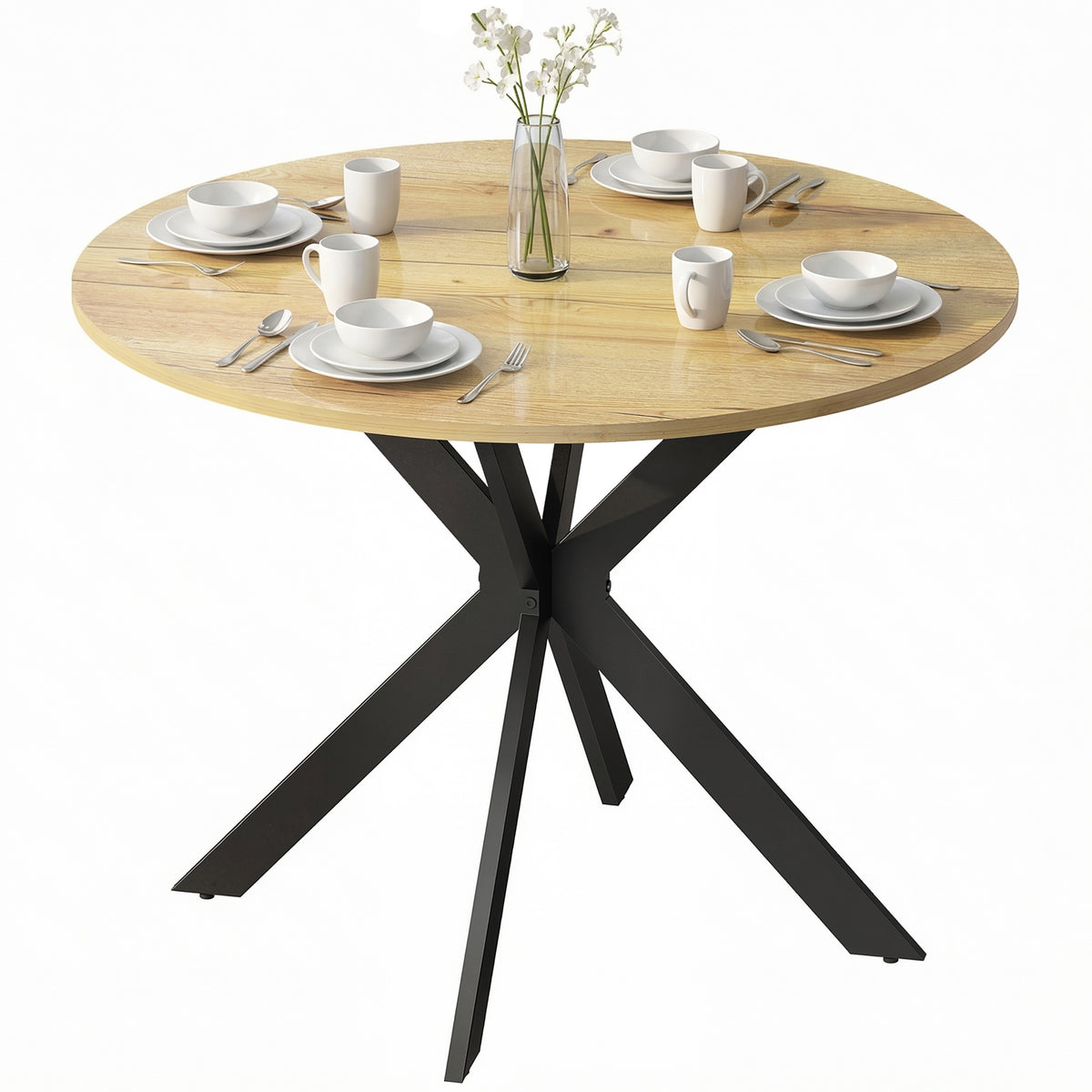Table à manger ronde contemporaine 100 cm en bois