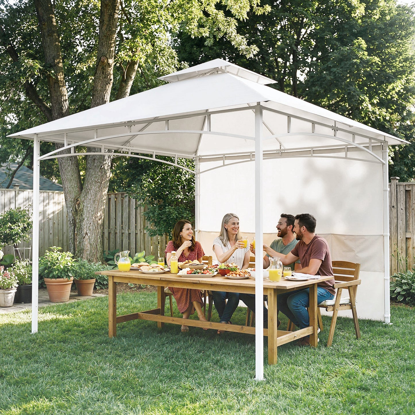 Gazébo patio double toit 3 x 3 m avec rangement