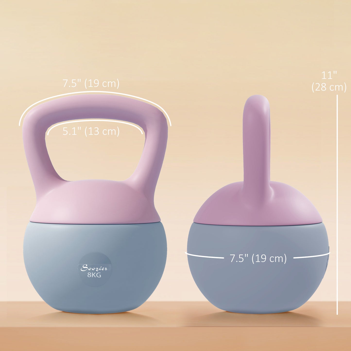 Kettlebell souple 8 kg poignée antidérapante — violet