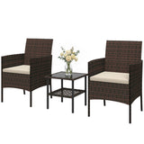 Ensemble bistrot 3 pièces rotin avec table verre — kaki
