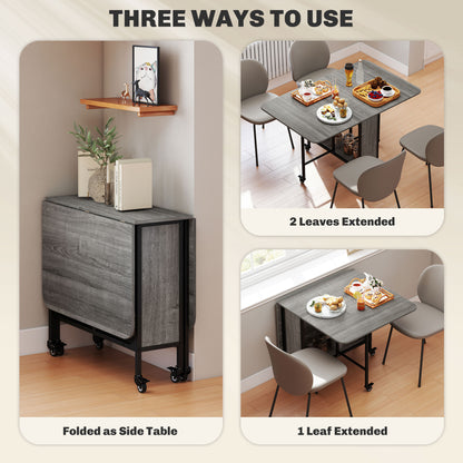 Table à manger pliante extensible avec tablette et roulettes