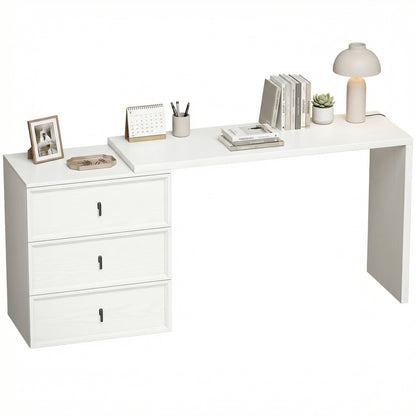 Bureau d'ordinateur en L avec trois tiroirs