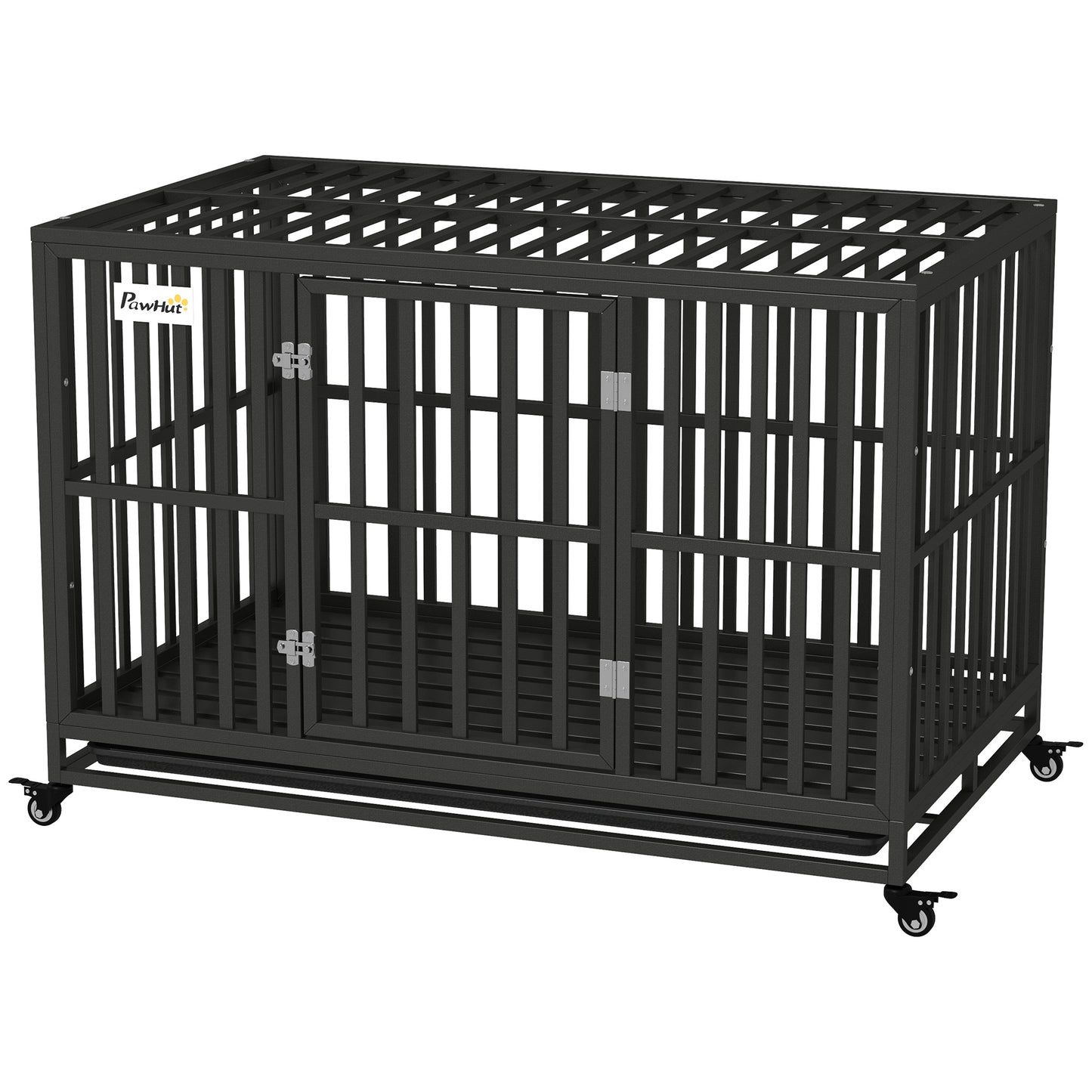 Cage pour chien en acier robuste 104 cm avec roulettes