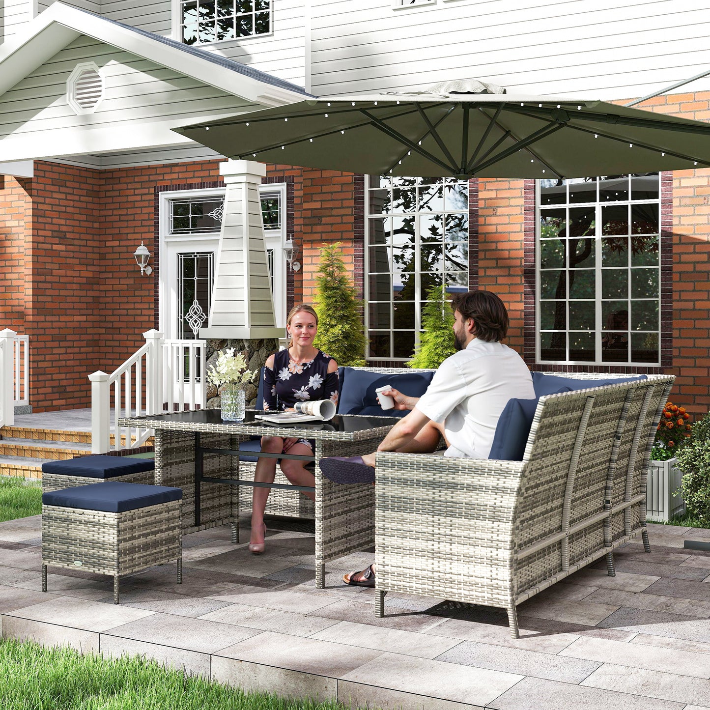 Ensemble de patio sectionnel rotin 6 pièces avec table