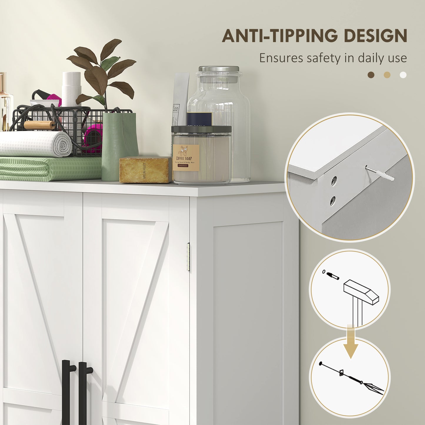 Armoire de salle de bain style fermette avec tiroirs