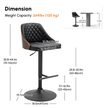 Tabourets de bar pivotants hauteur ajustable ensemble de 2
