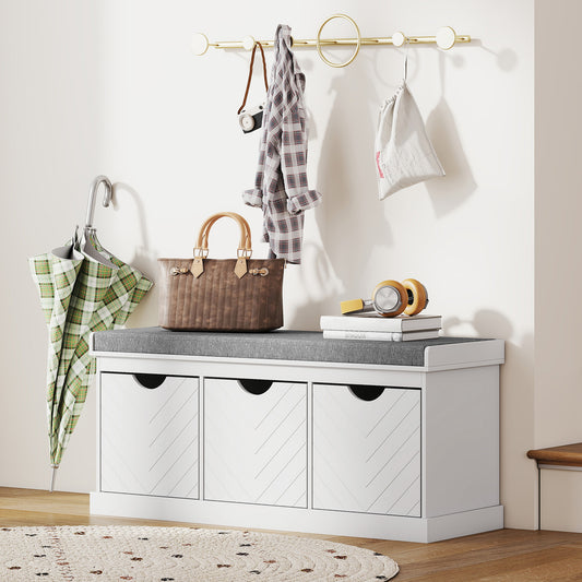 Banc de rangement pour chaussures avec coussin — Lin