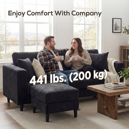 Divan sectionnel en L avec chaise modulable